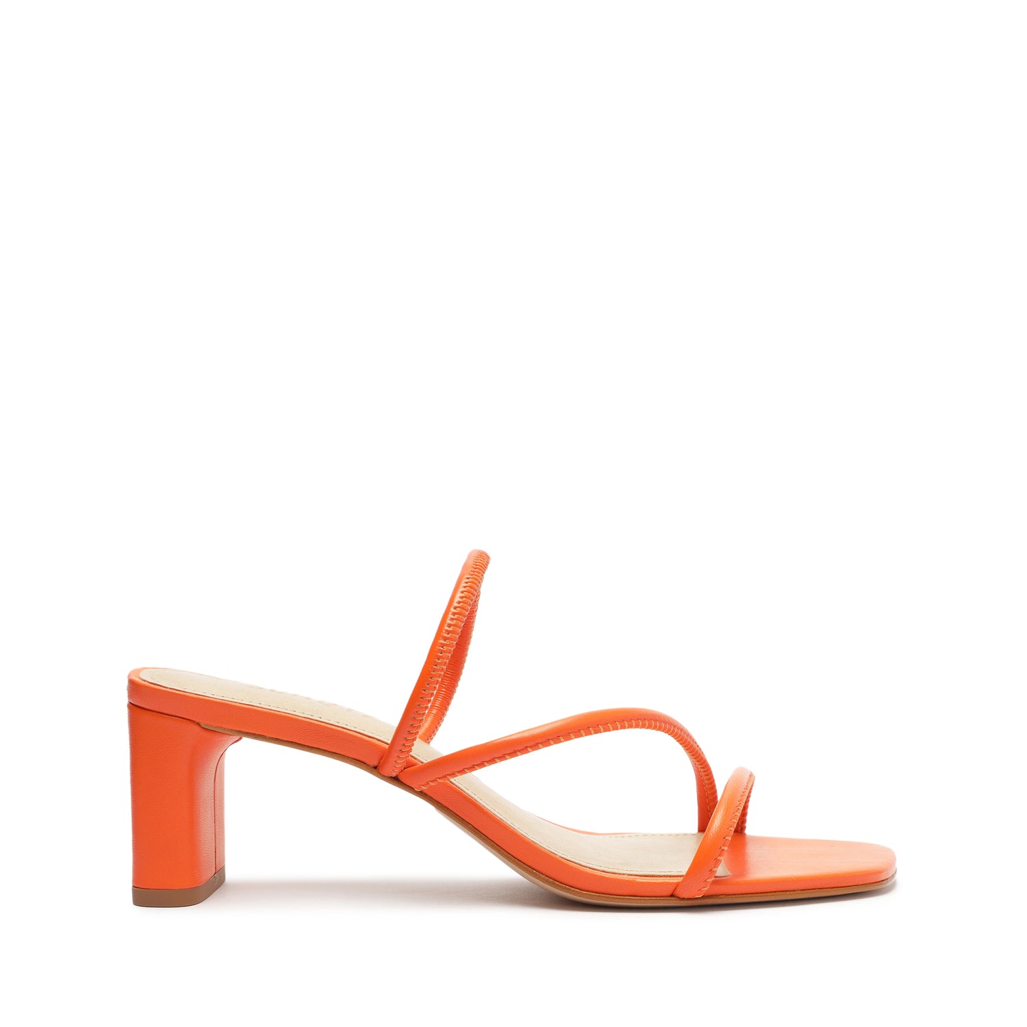 Chessie Mid Nappa Leather Sandal Sandals Spring 23 5 Flame Orange Nappa Leather - Schutz Shoes
