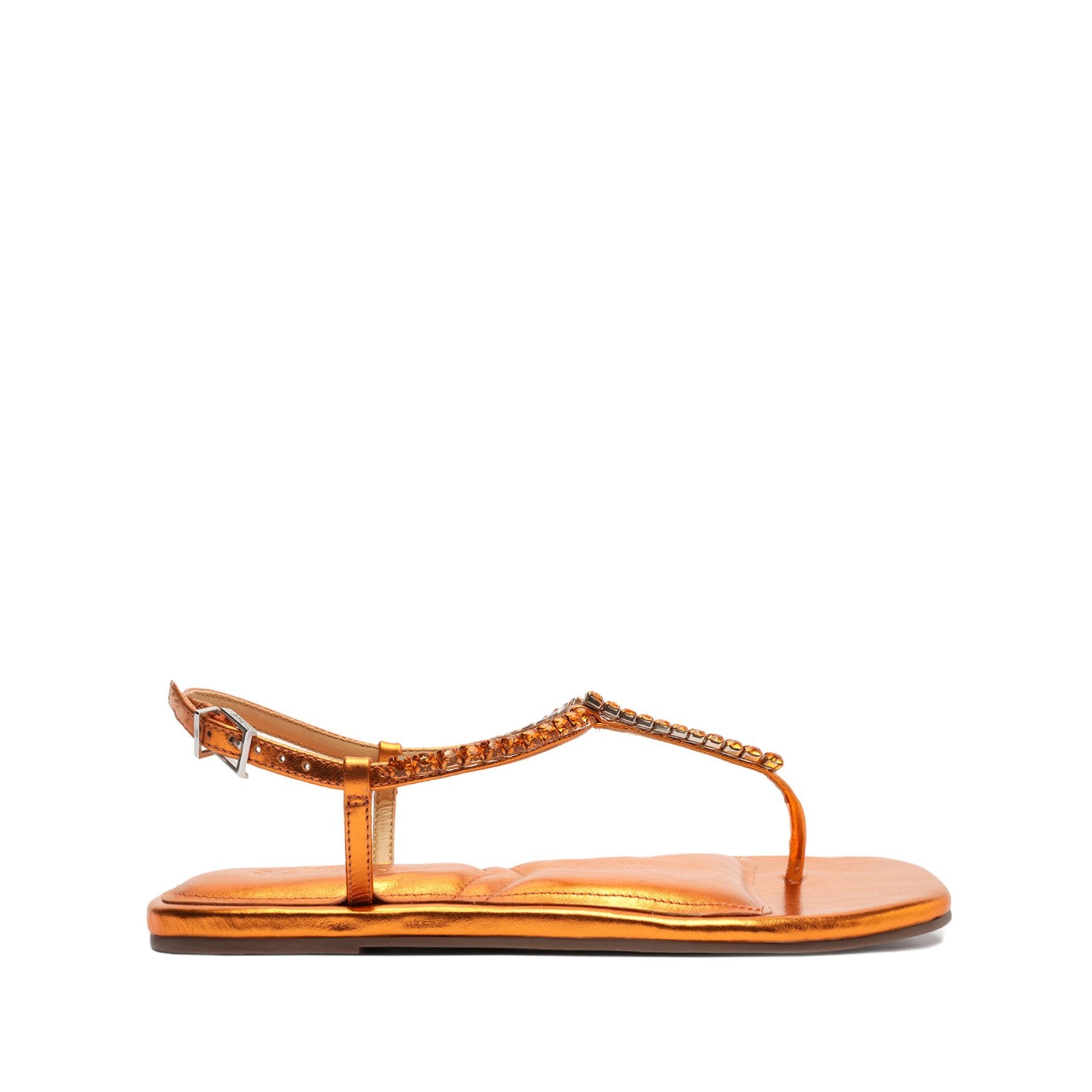 Groove Metallic Leather Flat Flats Sale 5 Orange Metallic Leather - Schutz Shoes