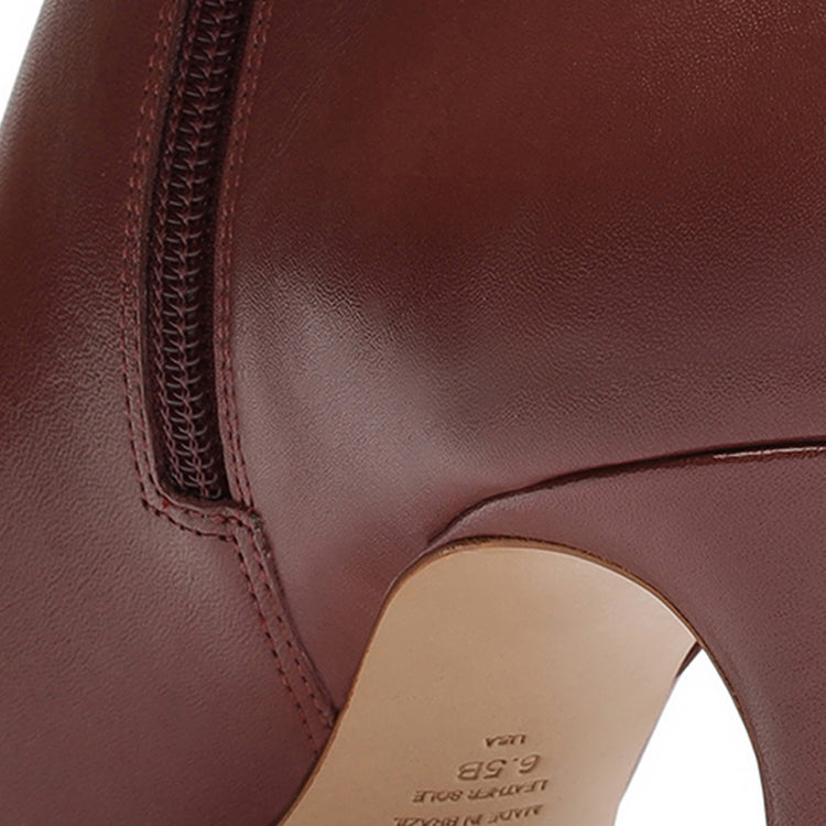 Mikki Mid Bootie Red Brown Faux Leather