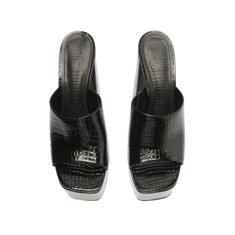 Darah Crocodile-Embossed Leather Sandal Sandals Spring 22    - Schutz Shoes