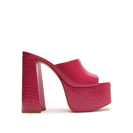 Darah Crocodile-Embossed Leather Sandal Sandals Sale 5 Hot Pink Crocodile-Embossed Leather - Schutz Shoes