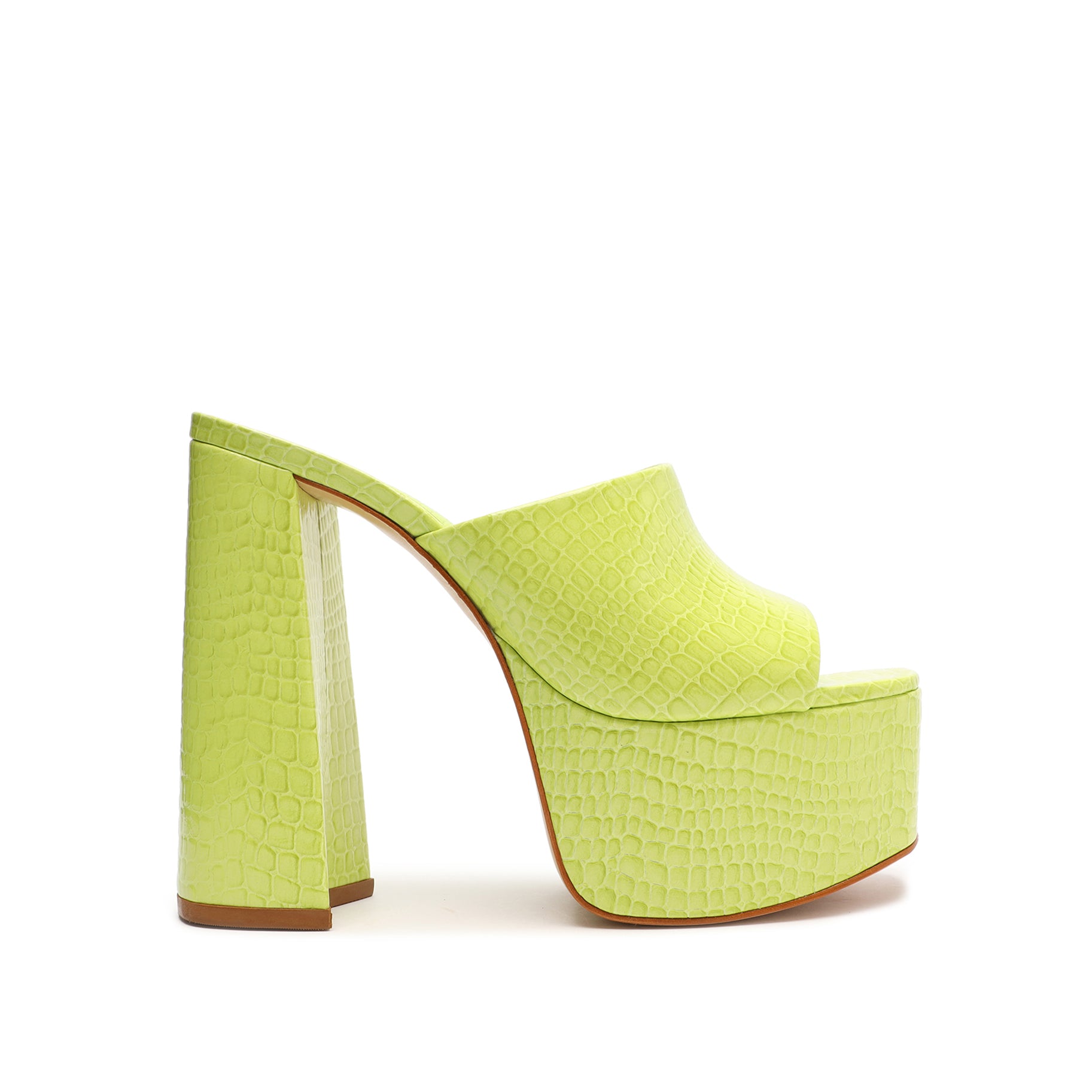 Darah Crocodile-Embossed Leather Sandal Sandals Sale 5 Green Fresh Crocodile-Embossed Leather - Schutz Shoes