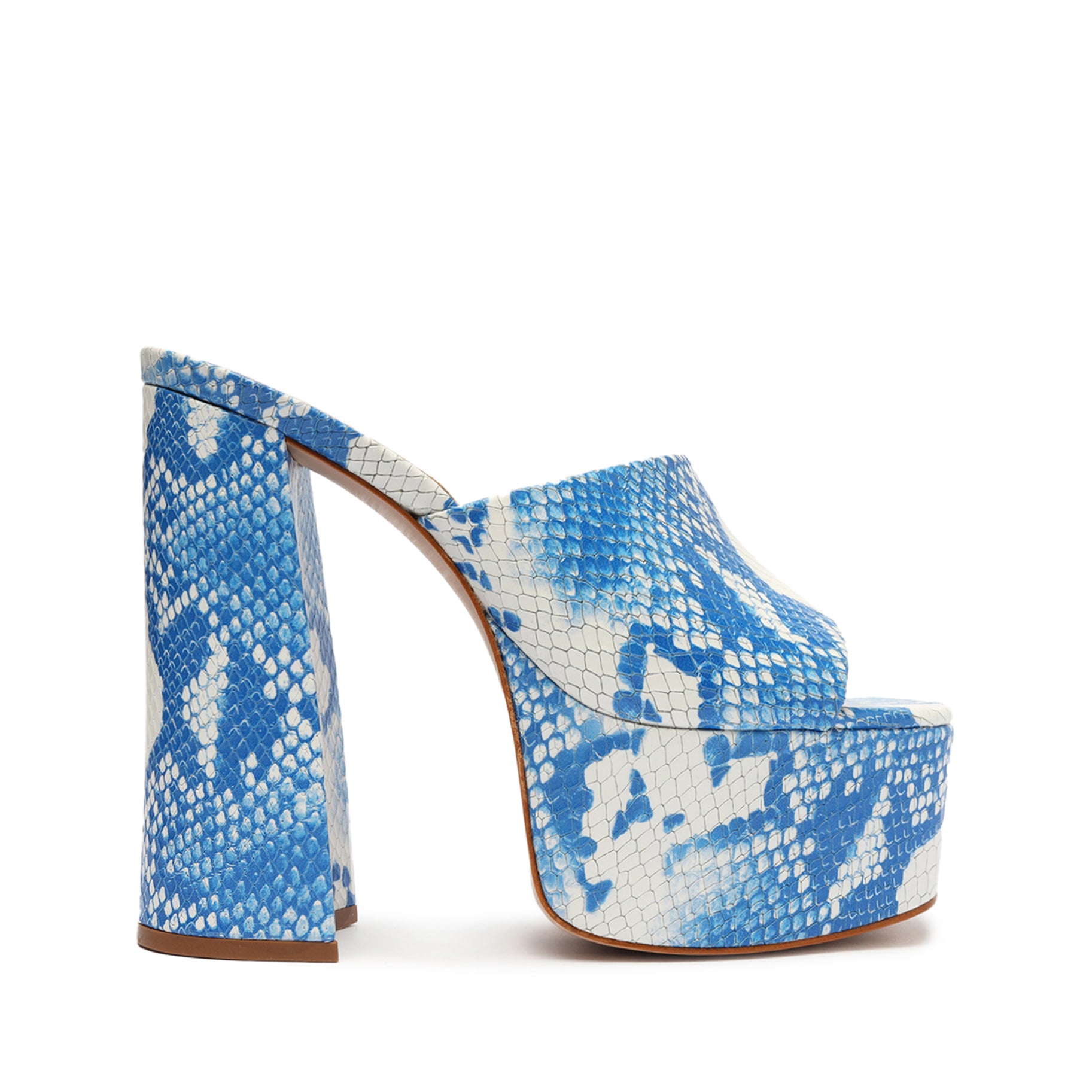 Darah Wild Sandal Sandals OLD 5 Blue Snake Snake-Embossed Leather - Schutz Shoes