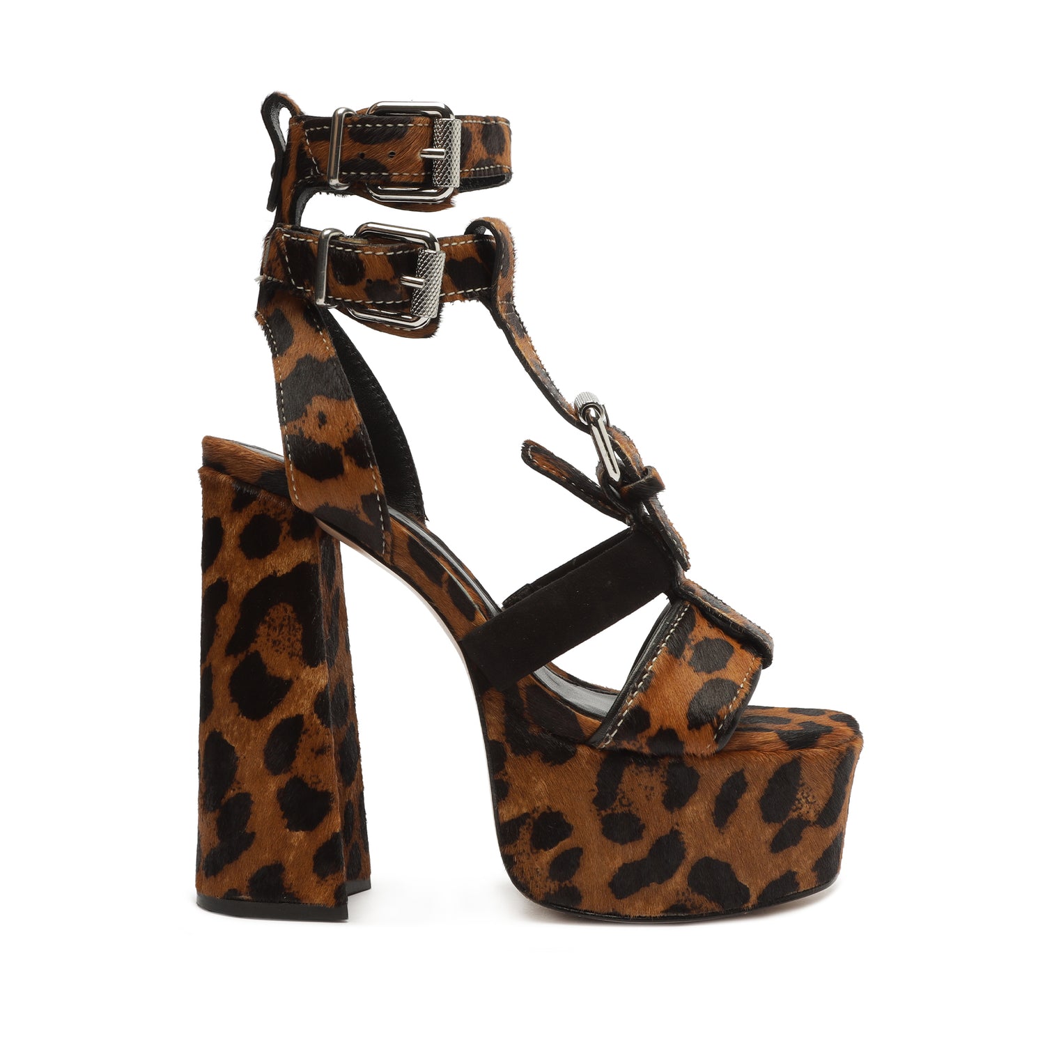 Sierra - Leopard Print , 3.5 or 4 inch Stiletto Heel, Open Toe