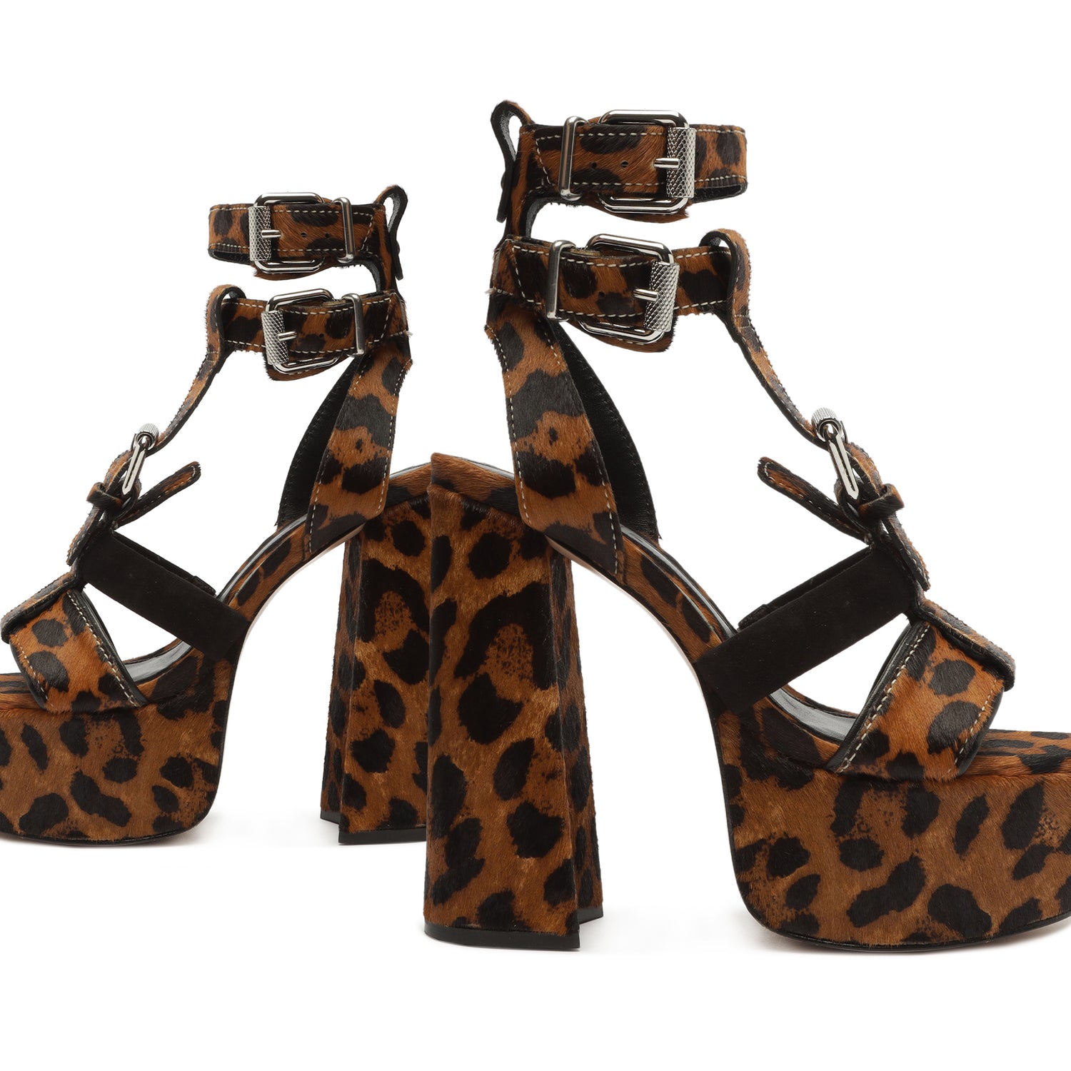 Chantelle Casual Platform Leopard-Printed Leather Sandal Natural Leopard-Printed Leather