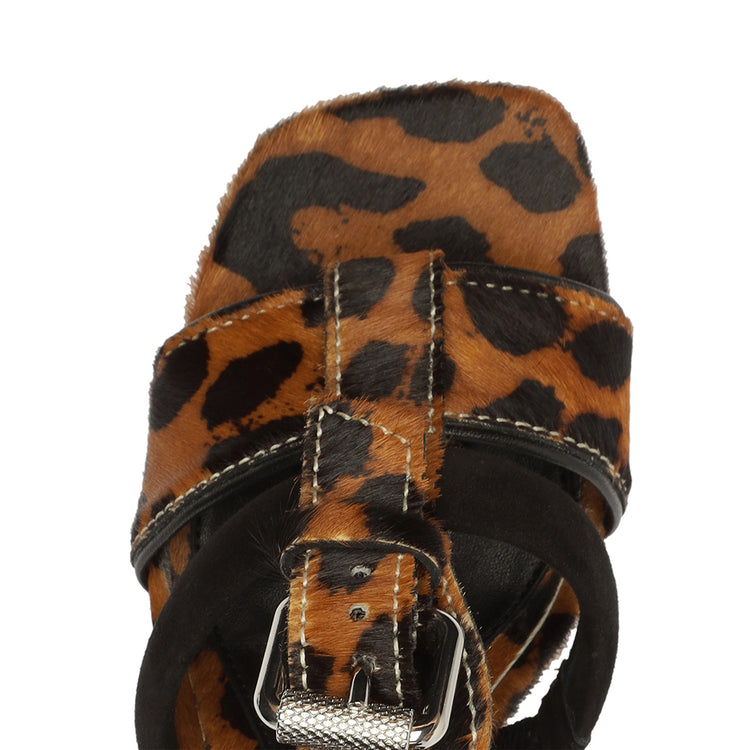 Chantelle Casual Platform Leopard-Printed Leather Sandal Natural Leopard-Printed Leather