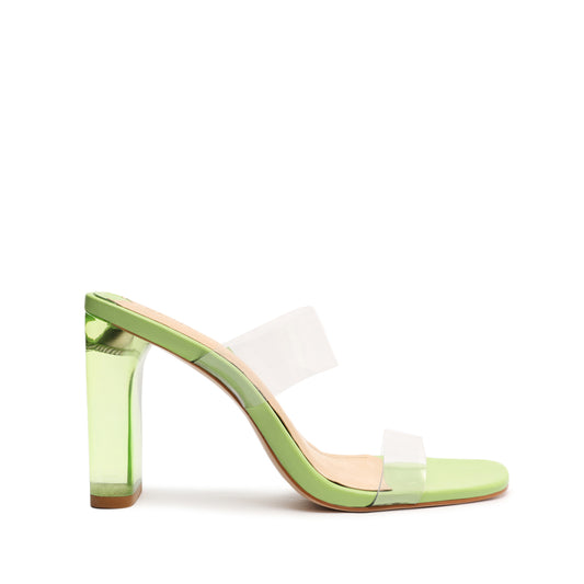 Ariella Acrylic Sandal OLD 5 Lime Green Nappa Leather & Vinyl - Schutz Shoes