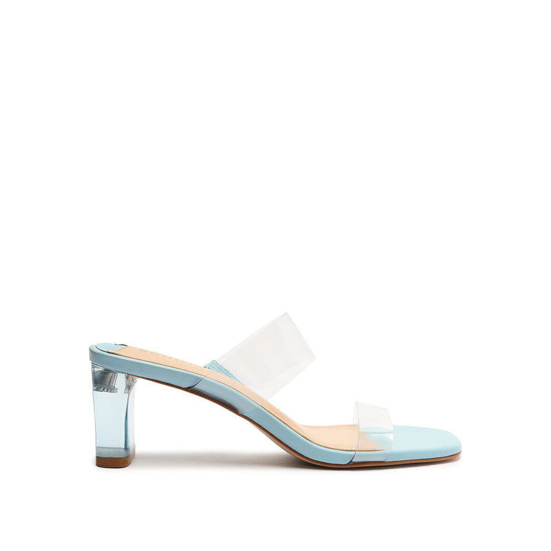 Ariella Acrylic Mid Sandal Sandals Sale 5 Wonder Blue Nappa Leather & Vinyl - Schutz Shoes
