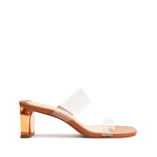 Ariella Acrylic Mid Sandal Sandals SCHUTZ 5 Light Beige Nappa Leather & Vinyl - Schutz Shoes