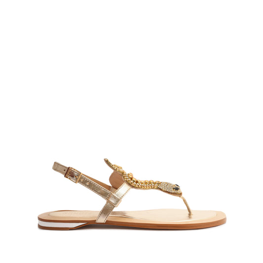 Shantie Metallic Leather Sandal Flats Sale 5 Gold Metallic Leather - Schutz Shoes