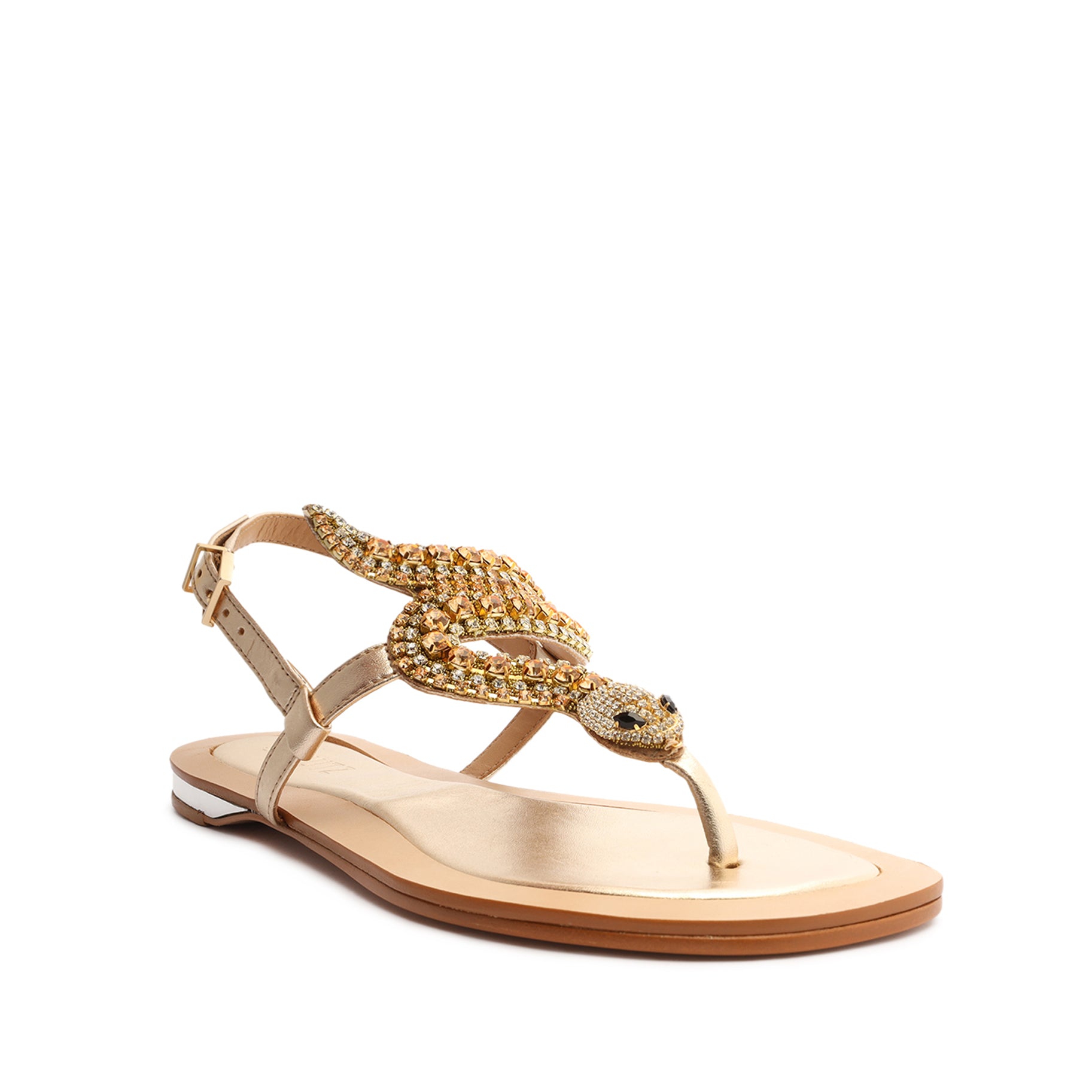 Shantie Metallic Leather Sandal Flats Sale    - Schutz Shoes