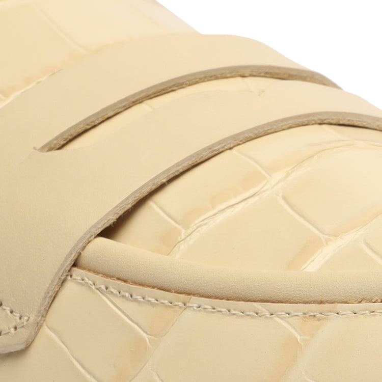 Viola Crocodile-Embossed Leather Flat Flats Fall 22    - Schutz Shoes