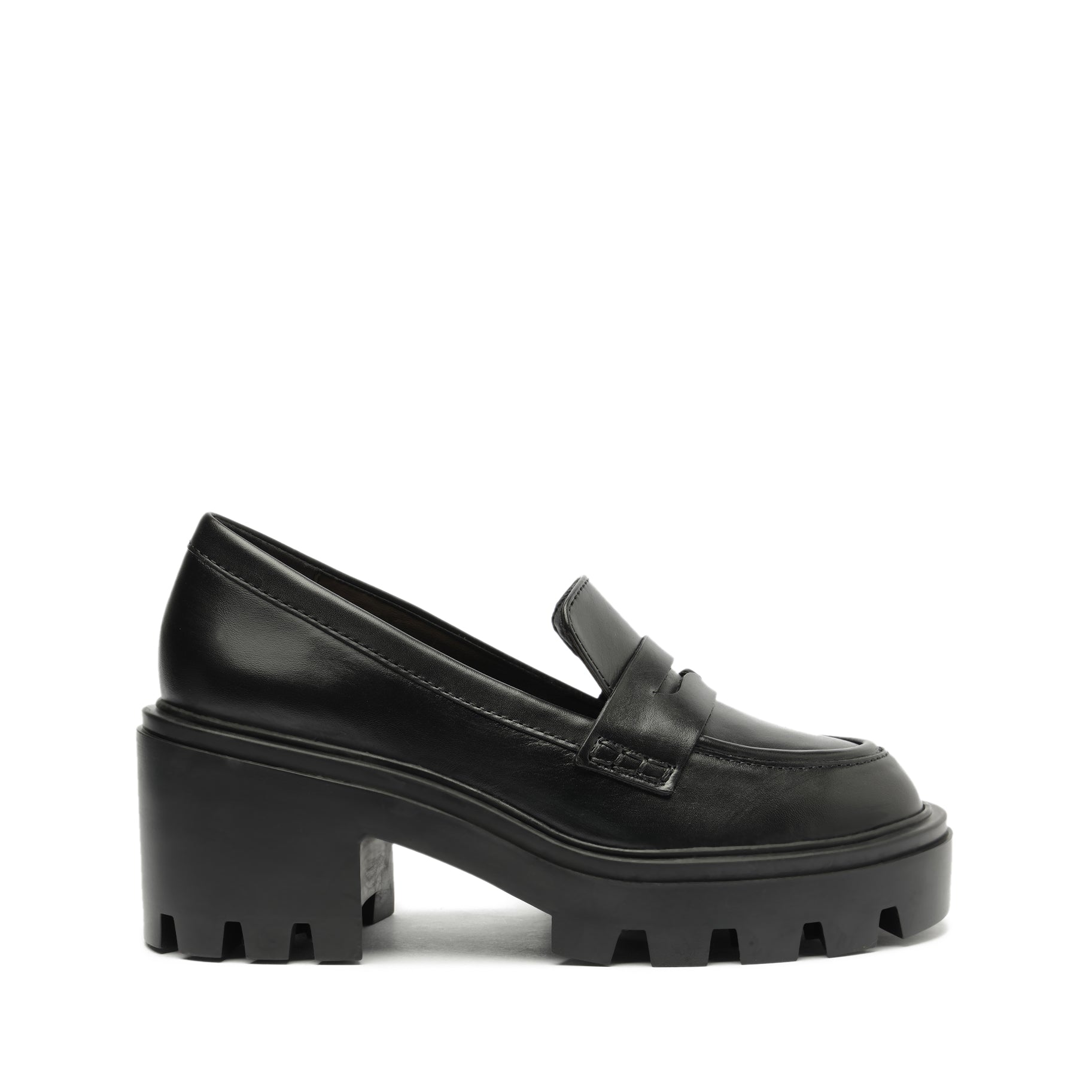 Viola Tractor Leather Flat Flats PRE FALL 23 5 Black Leather - Schutz Shoes