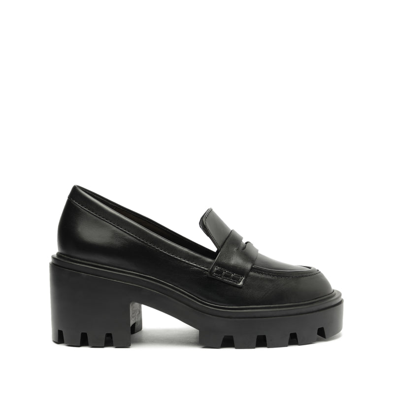 Viola Tractor Leather Flat Black Leather