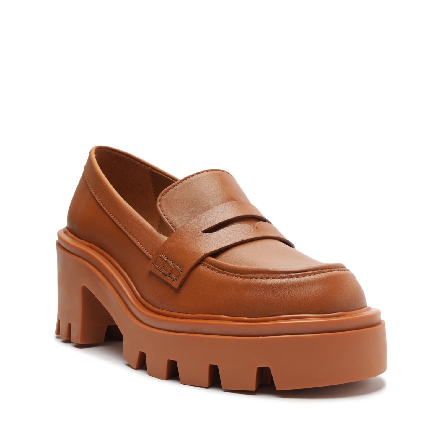 Viola Tractor Leather Flat Honey Peach Leather