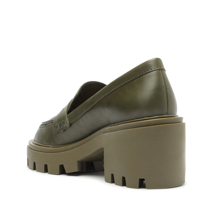 Viola Tractor Leather Flat Military Green Leather