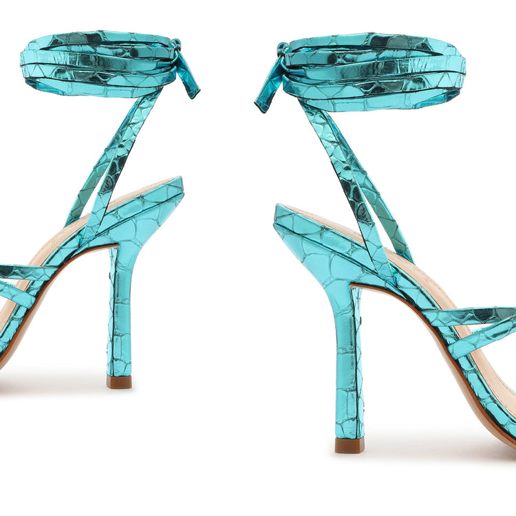 Custom Made Turquoise and Black T Strap Heels Rhinestone Sandals|FSJshoes