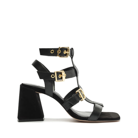 Yala Block Leather Sandal PRE FALL 23 5 Black Leather - Schutz Shoes