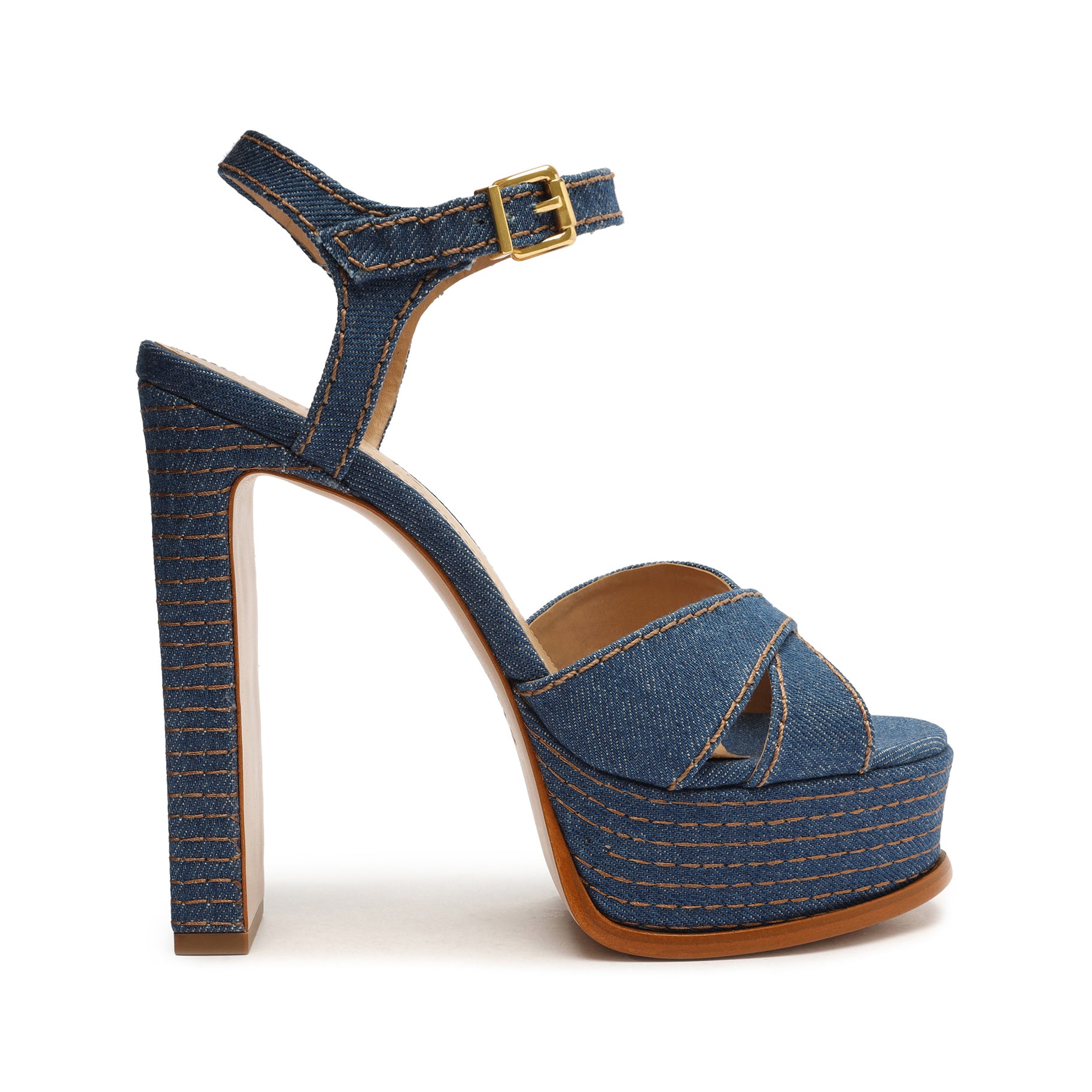 Keefa High Casual Denim Sandal Sandals Resort 23 5 Blue Denim - Schutz Shoes