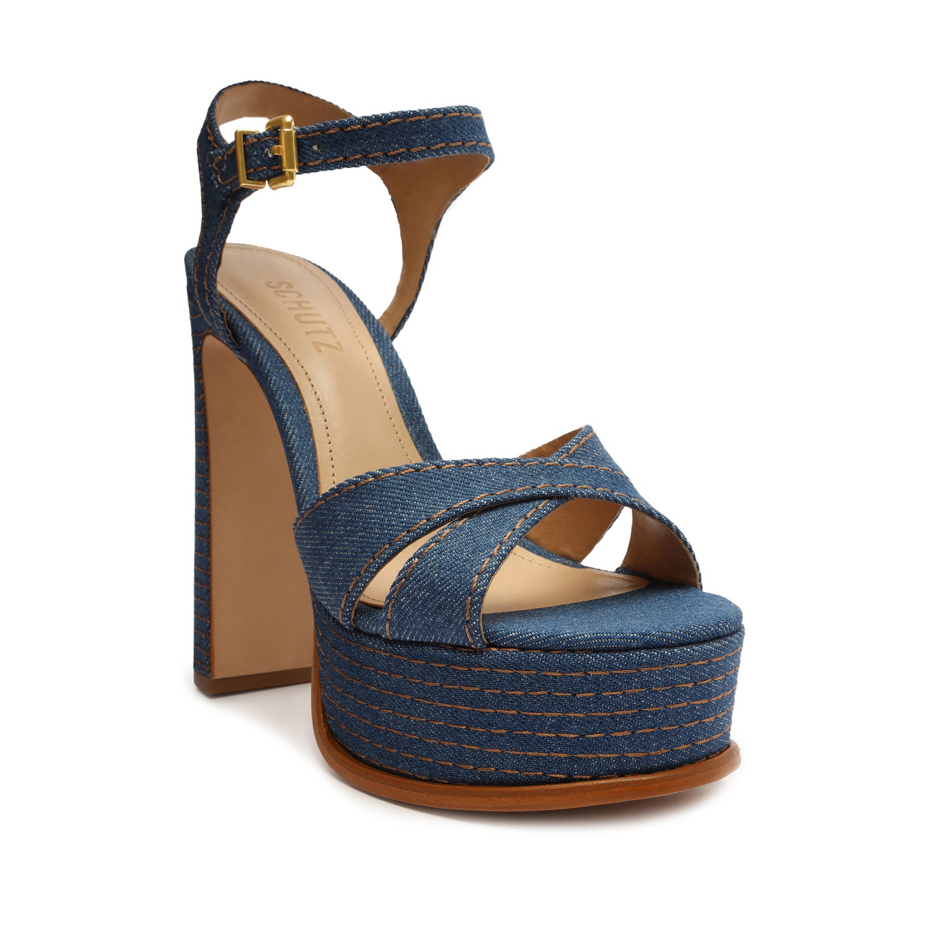 Keefa High Casual Denim Sandal Sandals Resort 23    - Schutz Shoes