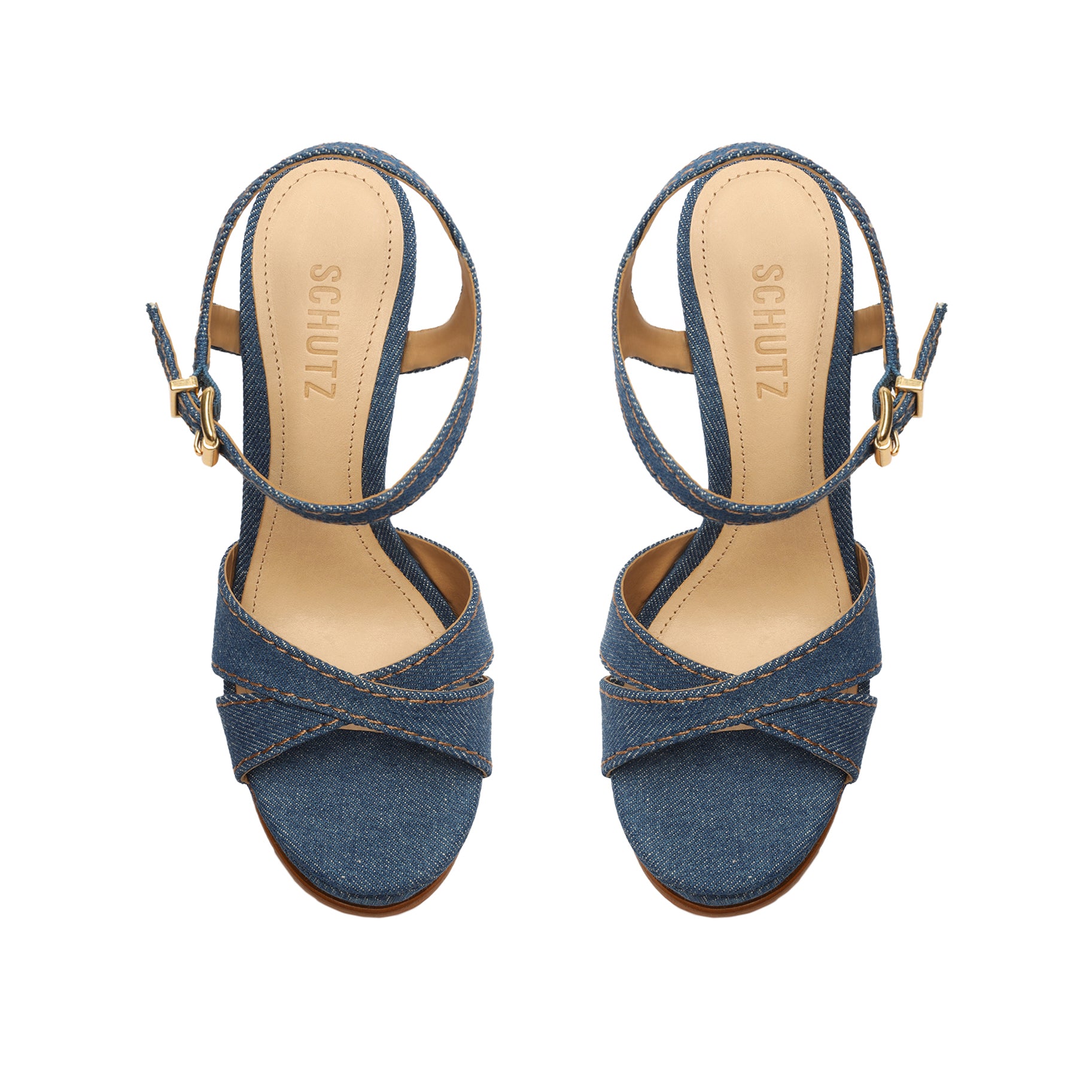 Keefa High Casual Denim Sandal Sandals Resort 23    - Schutz Shoes