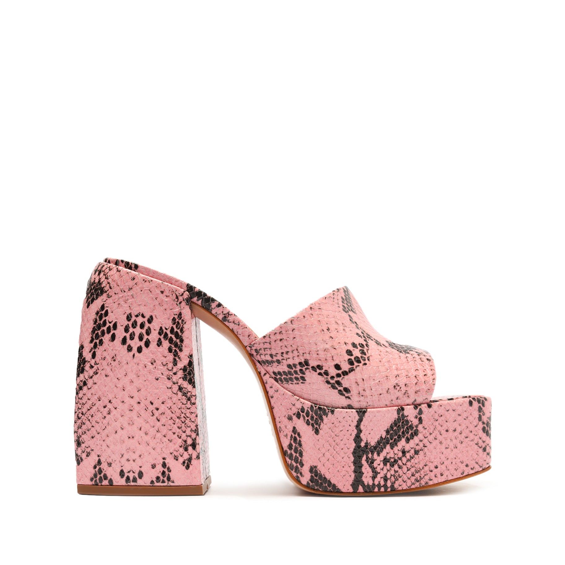 Aretha Snake Embossed Leather Sandal Sandals Sale 5 Rose Pink Snake Embossed Leather - Schutz Shoes