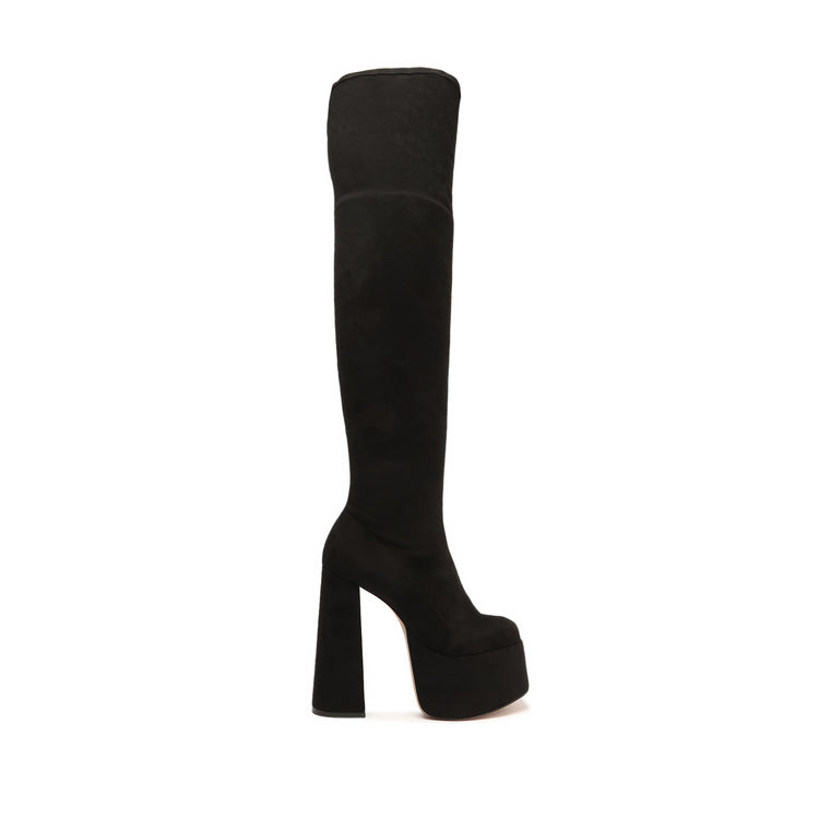 Shirley Over The Knee Boot Black Lux Stretch Fabric