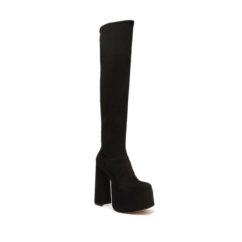 Shirley Over The Knee Boot Black Lux Stretch Fabric
