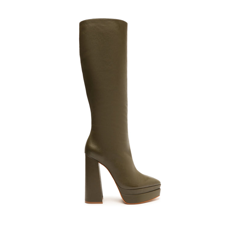Elysee Up Leather Boot Boots Fall 22 5 Military Green Leather - Schutz Shoes