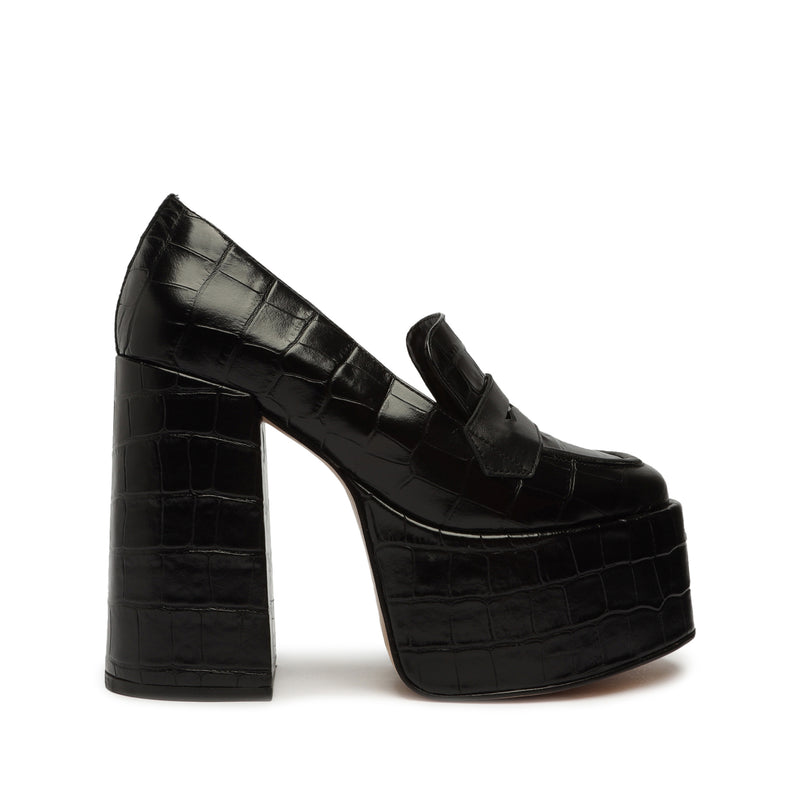 Viola Platform Leather Pump Pumps Fall 22 5 Black Crocodile-Embossed Leather - Schutz Shoes