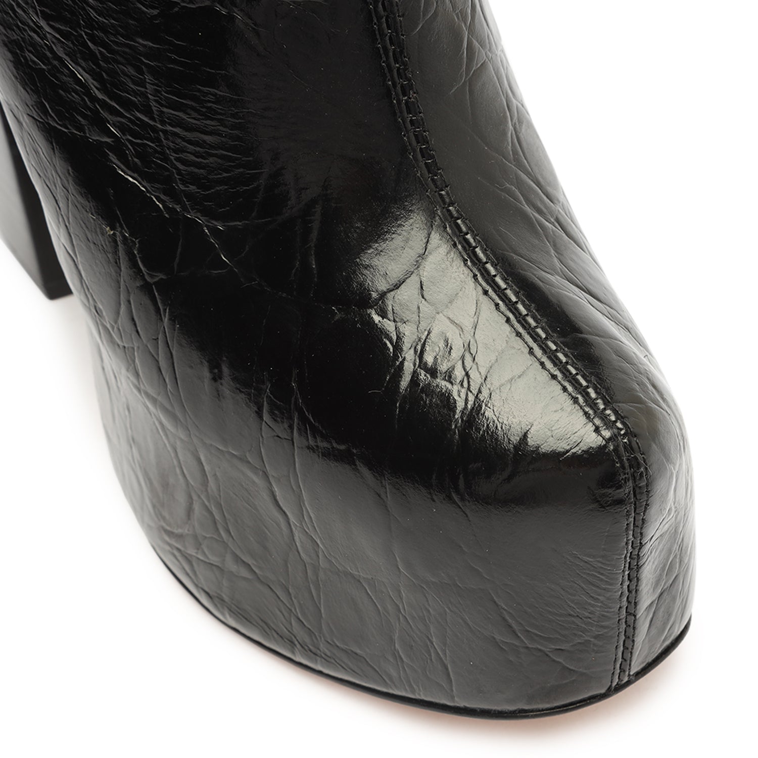 Leighton Crocodile-Embossed Leather Bootie Black Crocodile-Embossed Leather