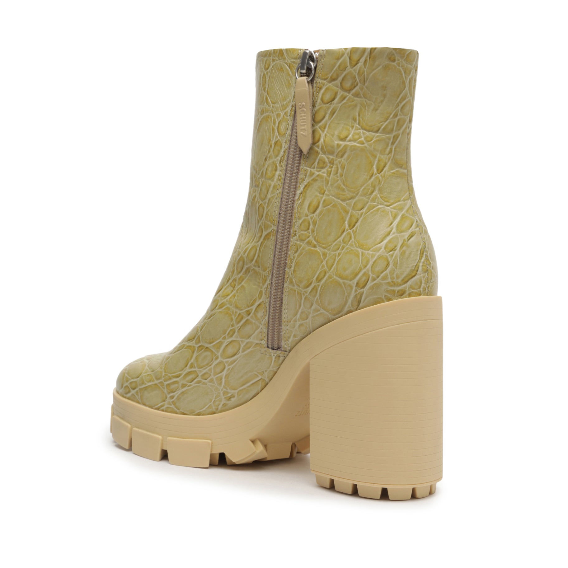 Gwendoline Crocodile-Embossed Leather Bootie Booties Fall 22    - Schutz Shoes