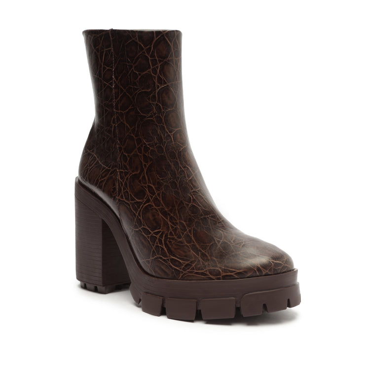 Gwendoline Crocodile-Embossed Leather Bootie Booties Fall 22    - Schutz Shoes