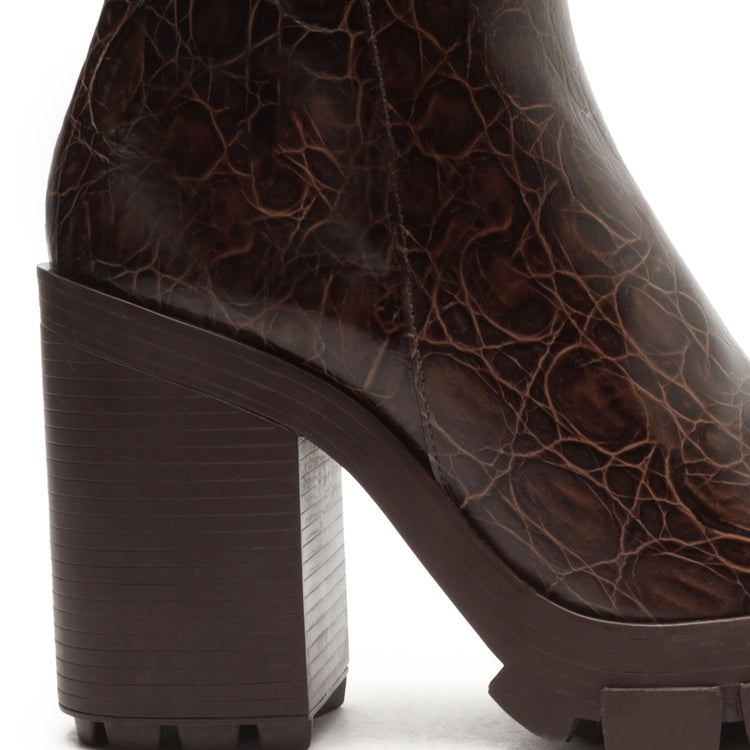 Gwendoline Crocodile-Embossed Leather Bootie Booties Fall 22    - Schutz Shoes