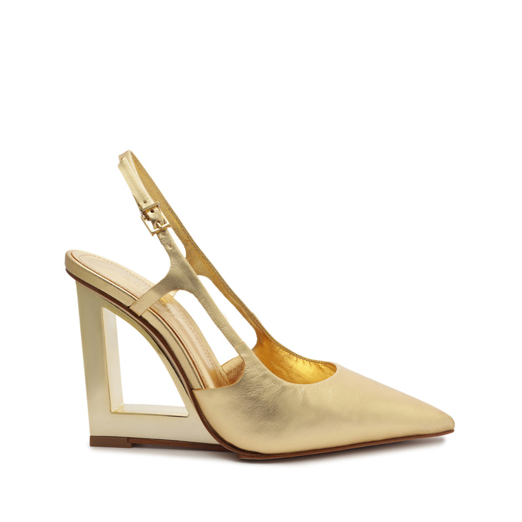 Filipa Slingback Pumps Open Stock 5 Gold Metallic Leather - Schutz Shoes