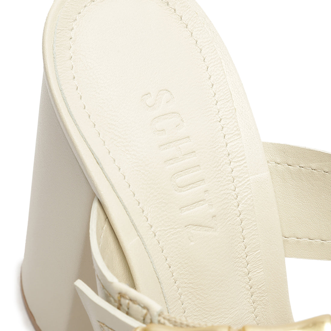 Schutz Women's Enola Mid Block Heel Sandal - Leather Strappy Sandals With Buckle Detail - View #5