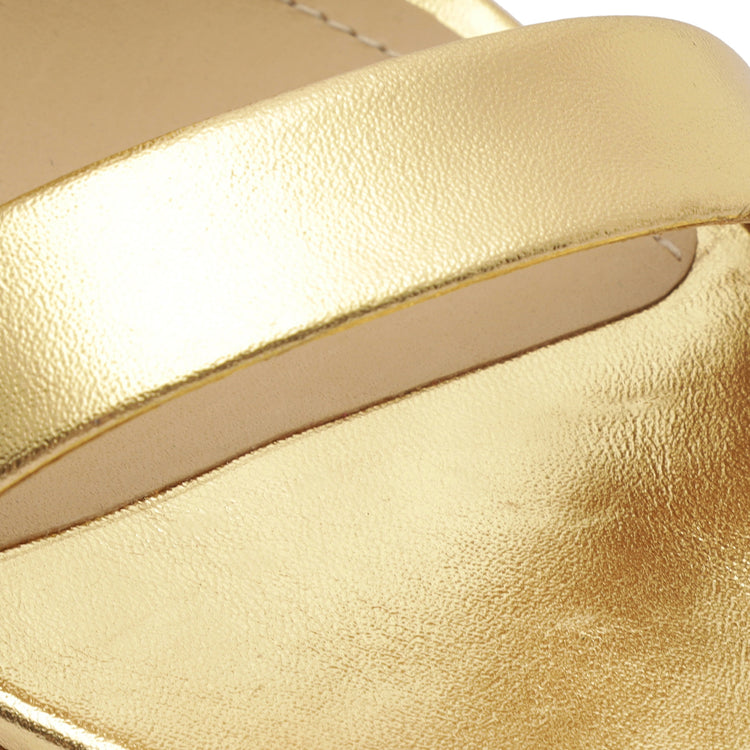 Cadey Lee Block Metallic Leather Sandal Gold Metallic Leather