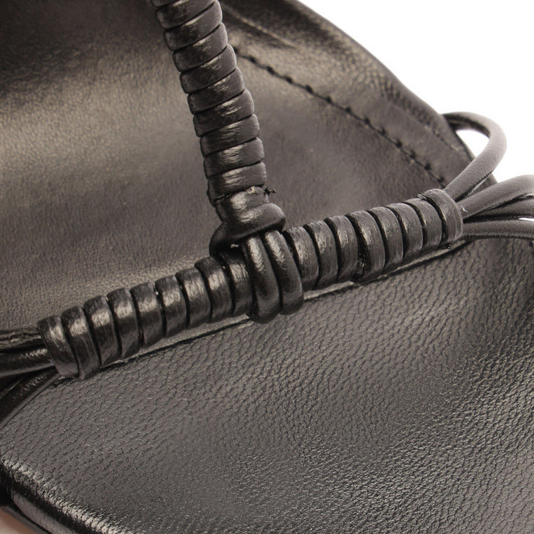 Amunet Block Leather Sandal Black Leather