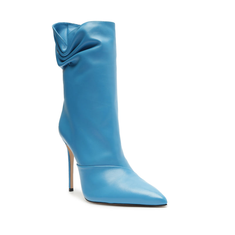 Sidonie Mid-Calf Leather Bootie Citric Blue Leather