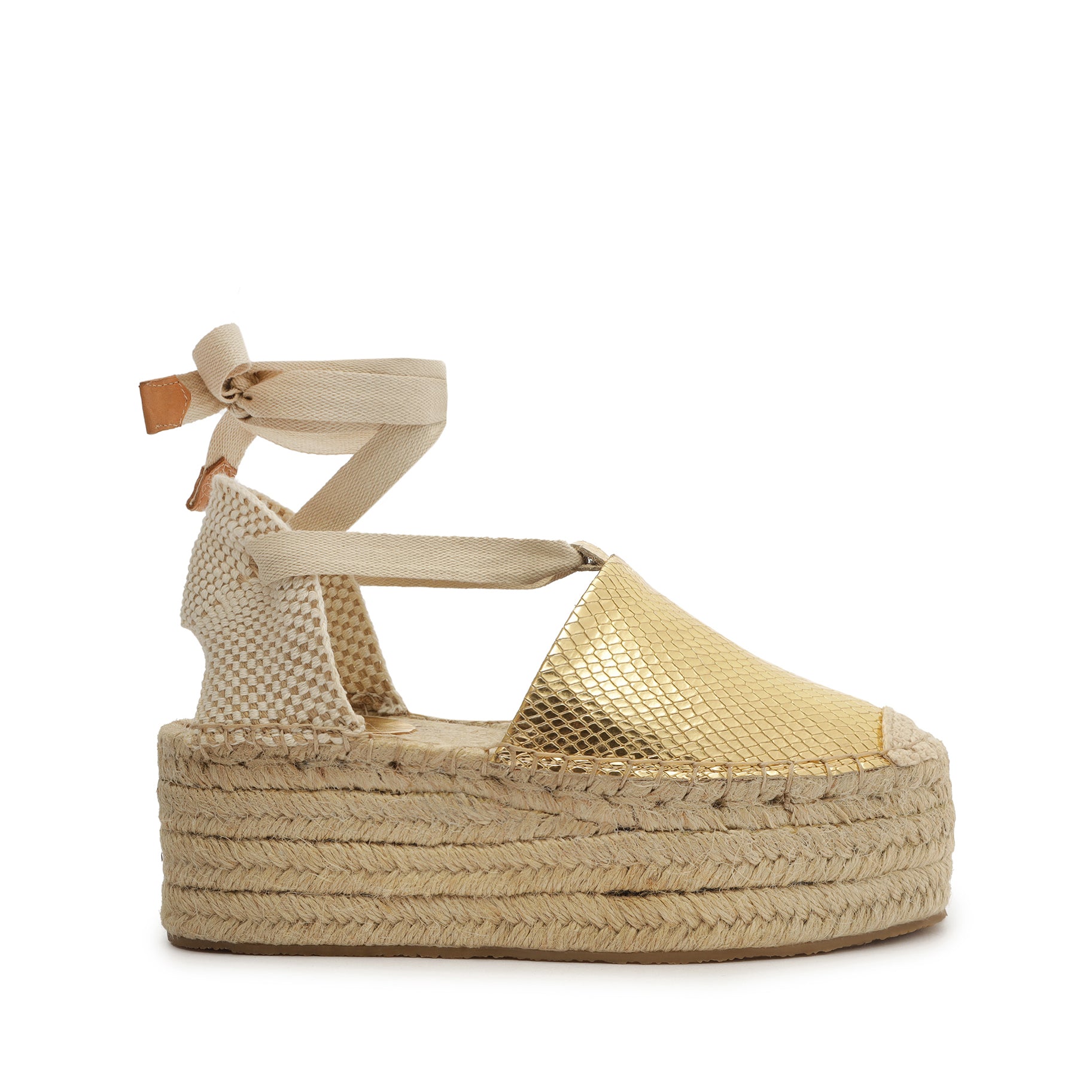 Greeca Metallic Leather Espadrille Espadrilles Spring 23 5 Gold Metallic Leather - Schutz Shoes