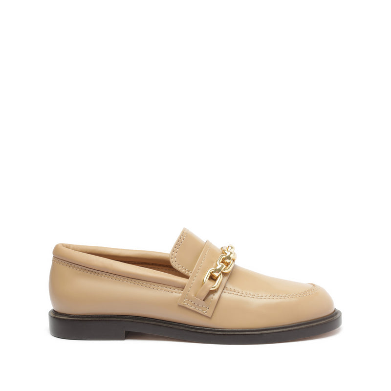 Dannie Leather Flat True Beige Leather