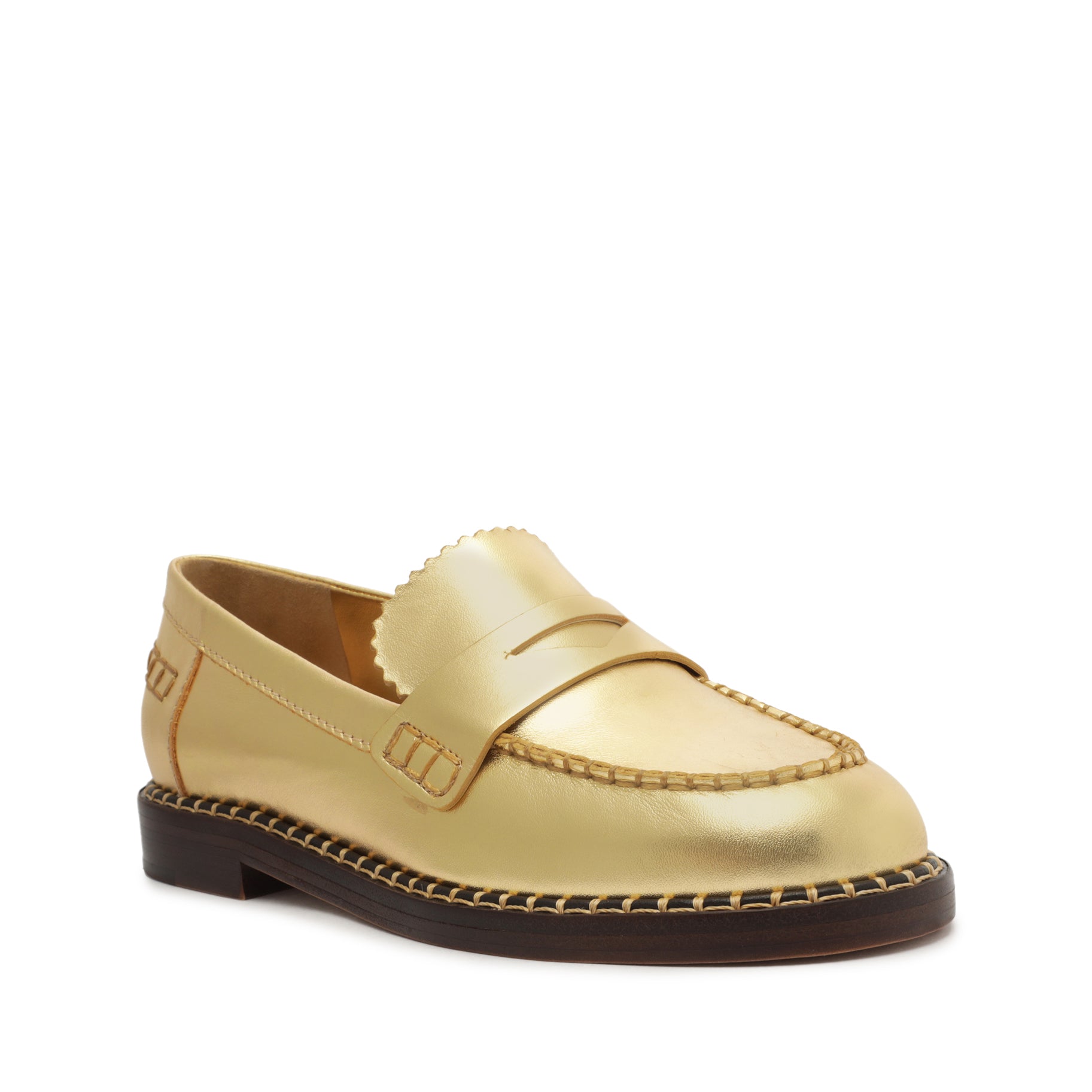 Christie Metallic Leather Flat Flats OLD    - Schutz Shoes