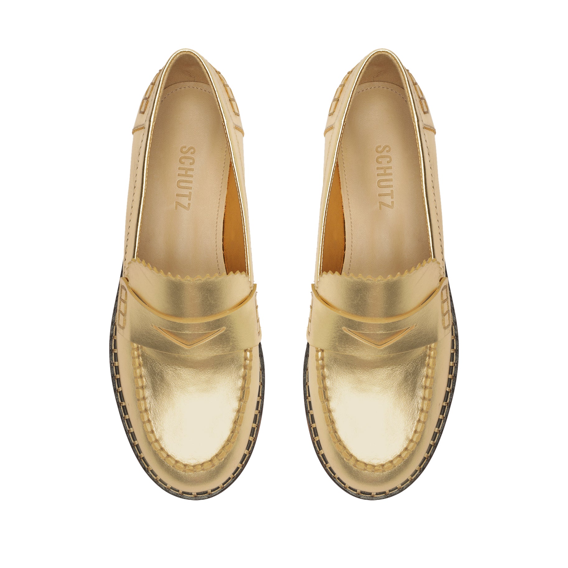 Christie Metallic Leather Flat Flats OLD    - Schutz Shoes