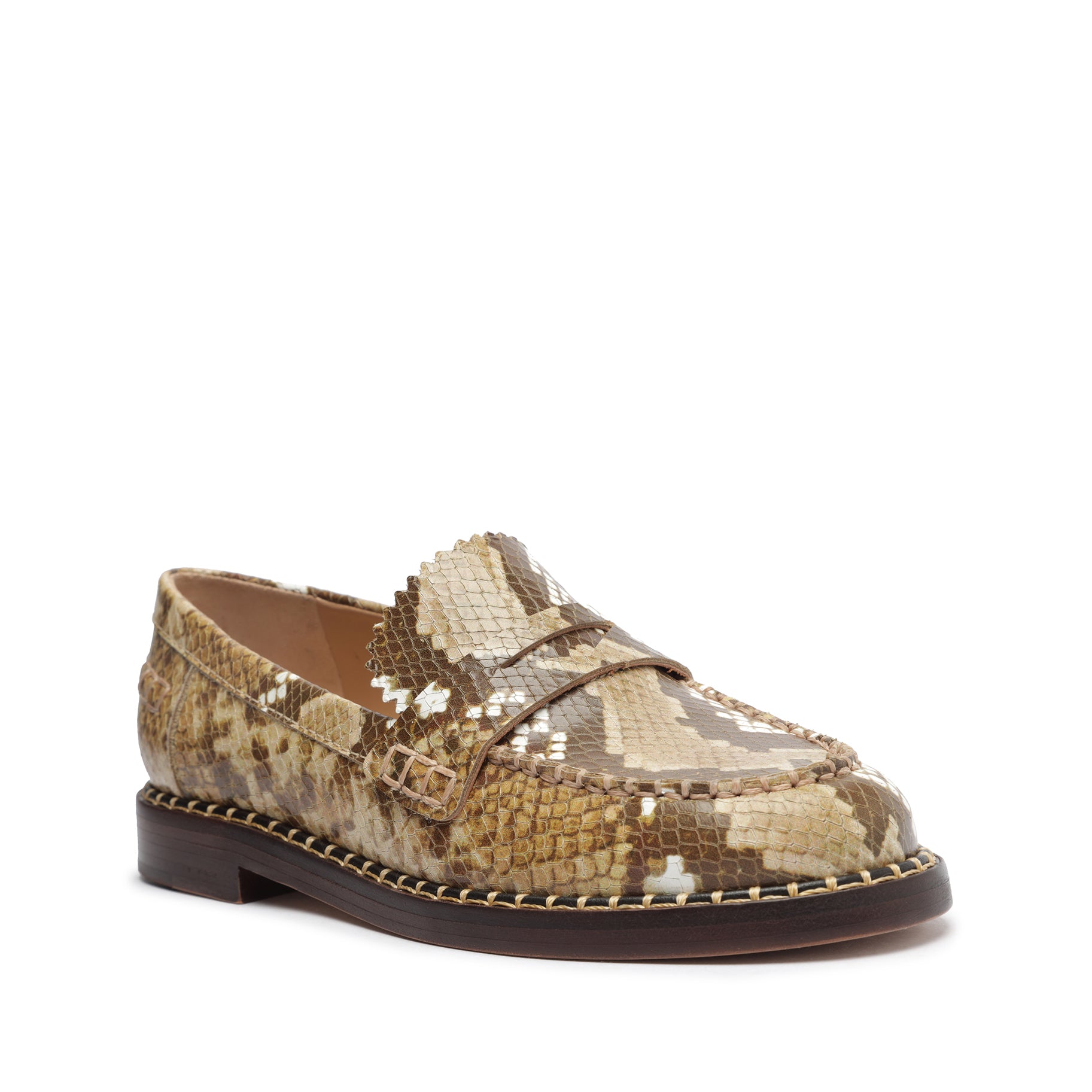 Christie Snake-Embossed Leather Flat Flats OLD    - Schutz Shoes