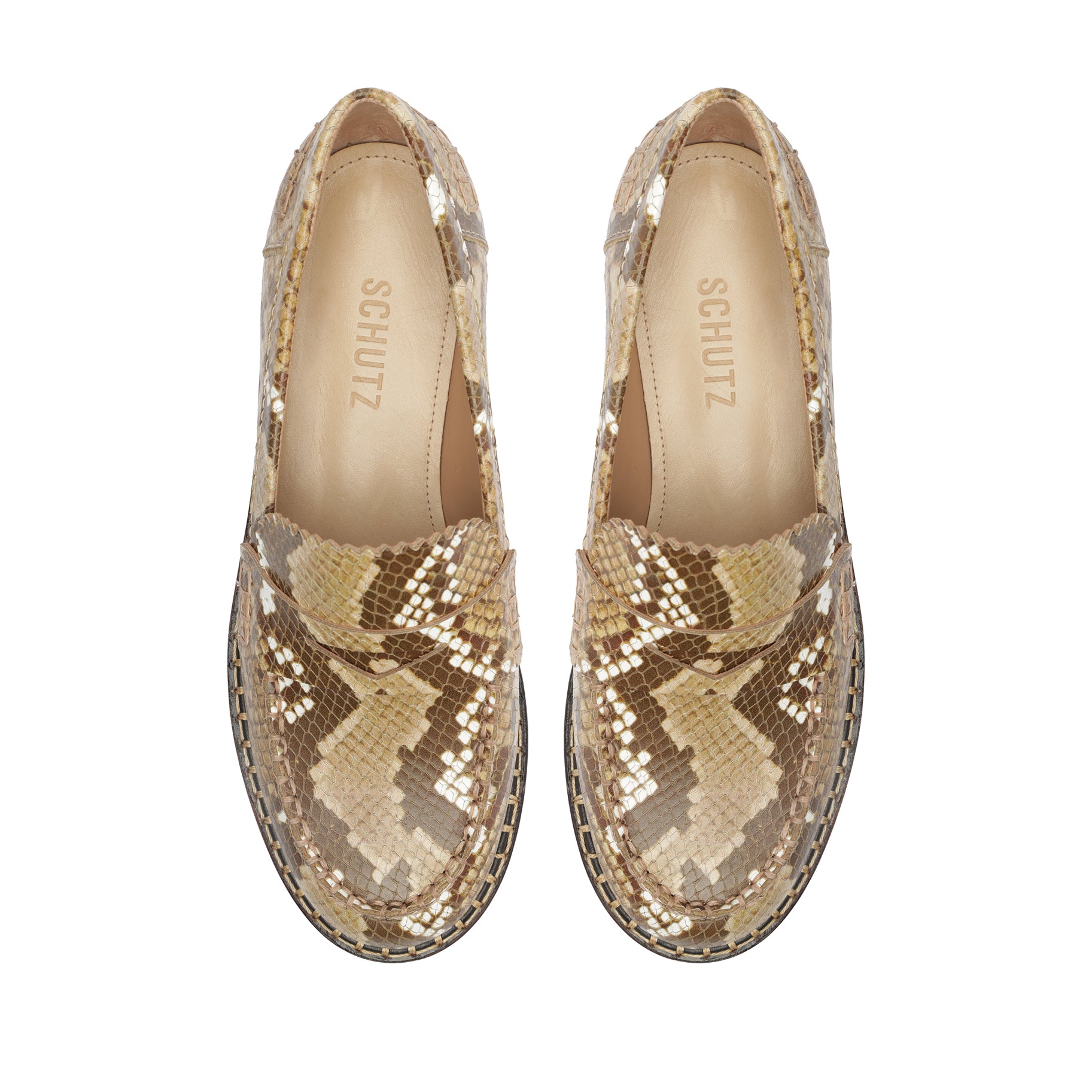 Christie Snake-Embossed Leather Flat Flats OLD    - Schutz Shoes