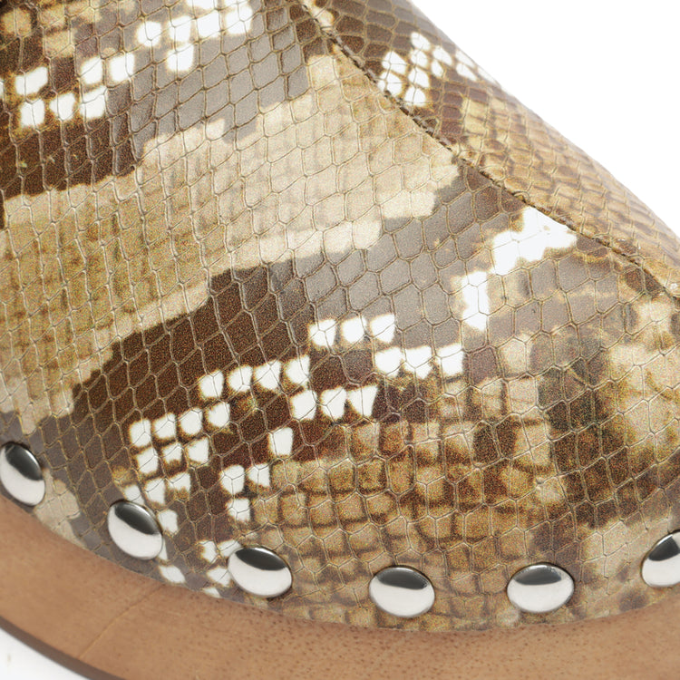 Ever Snake-Embossed Leather Flat True Beige Snake-Embossed Leather