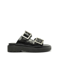 Go to related product Nola Crocodile-Embossed Leather Sandal