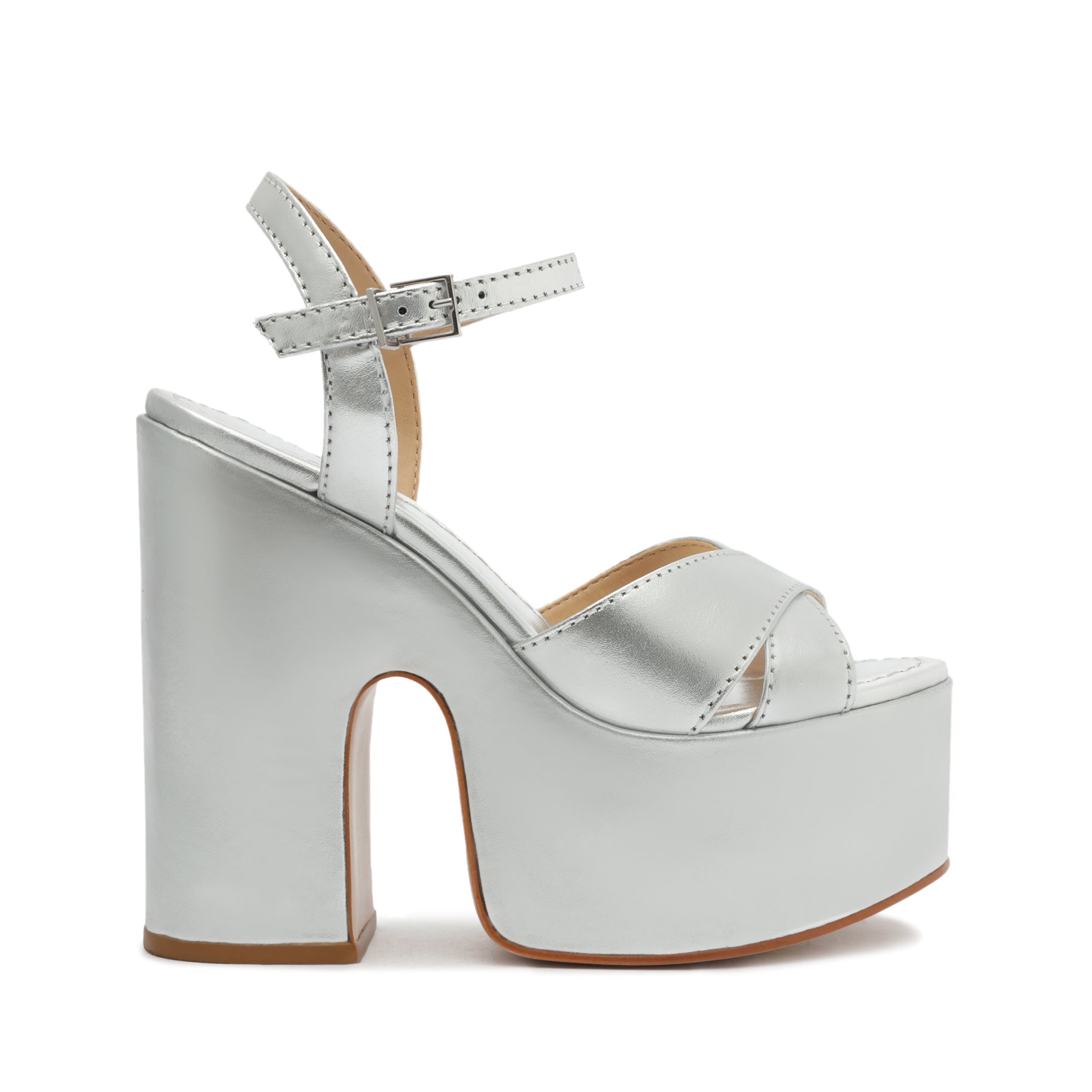 Keefa Cutout Metallic Leather Sandal Sandals Resort 23 5 Silver Metallic Leather - Schutz Shoes