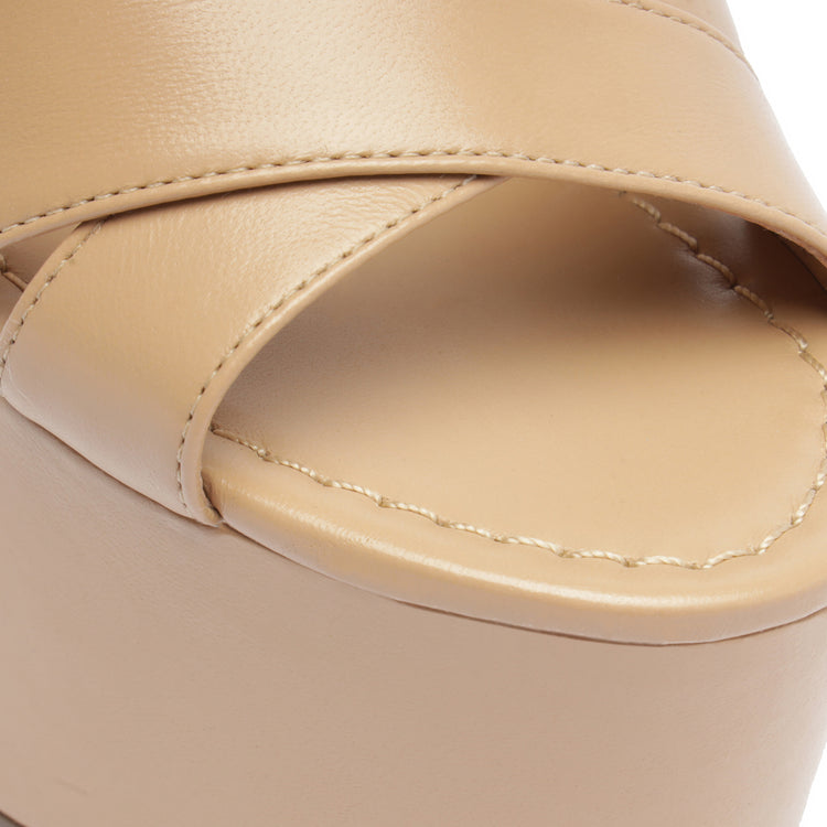 Keefa Cutout Nappa Leather Sandal True Beige Nappa Leather