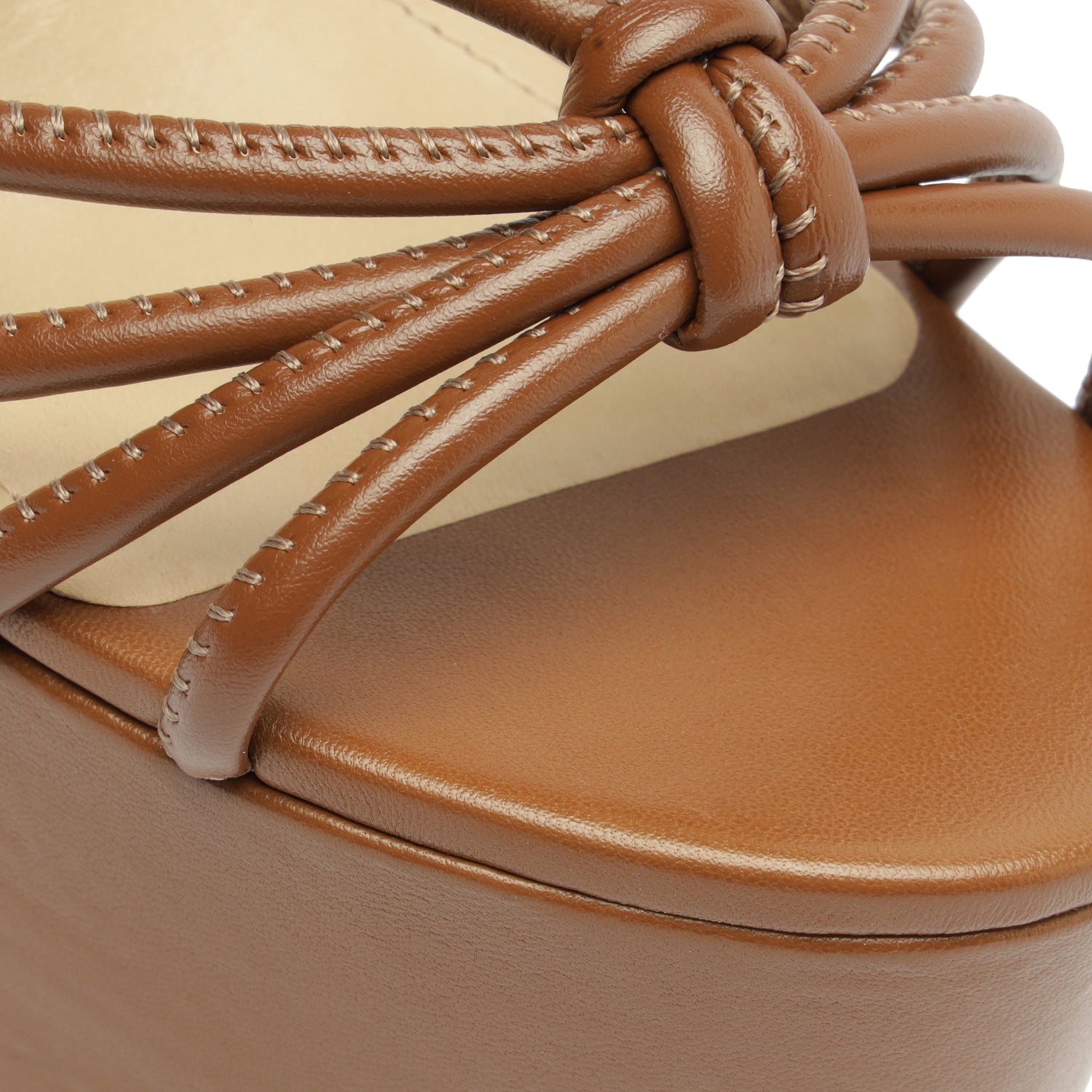 Mahi Cutout & Nappa Sandal Brown Faux Leather & Nappa